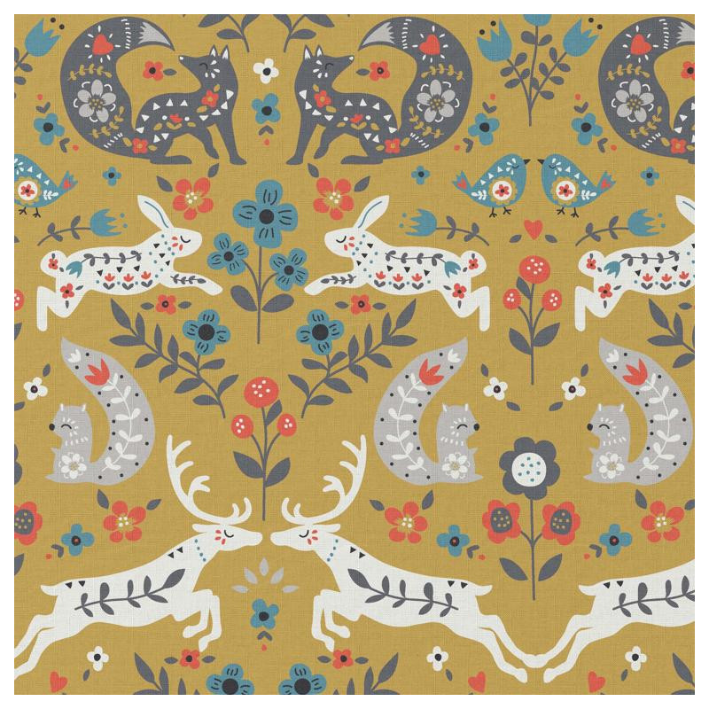 Printed Cotton GRACIANE Ochre / Bright Multicolored